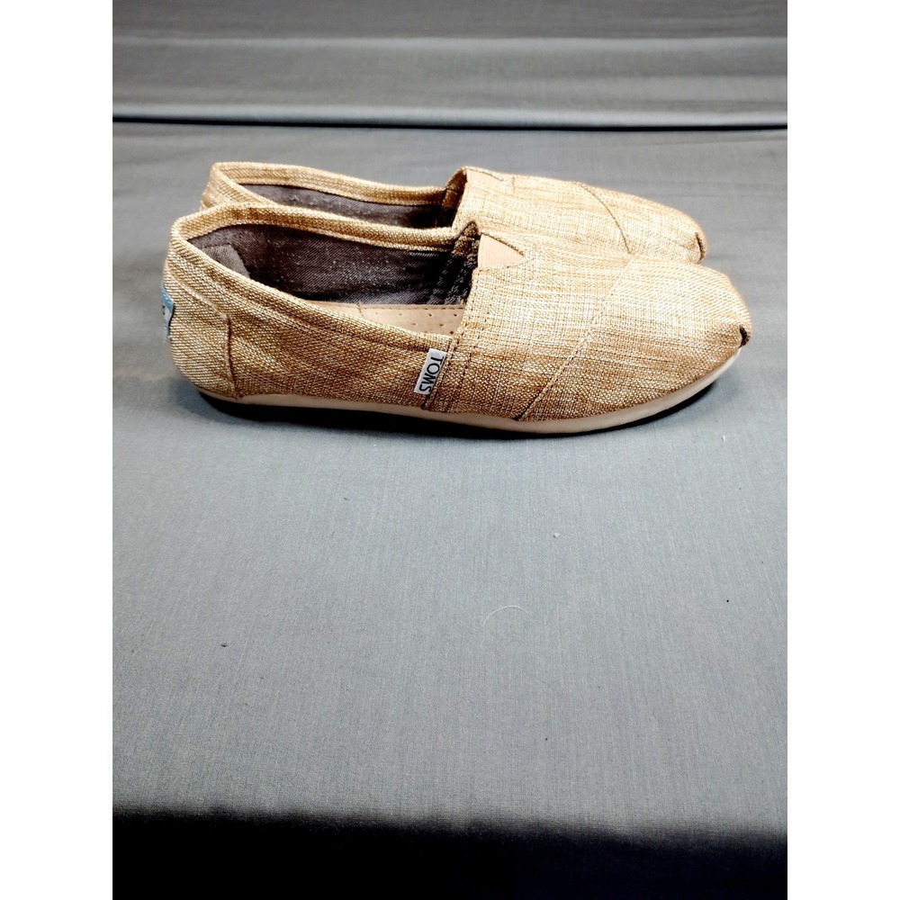 TOMS Alpargata Women 7 Classic Slip-On Light Brown Canvas‎ Resort Preppy Shoes